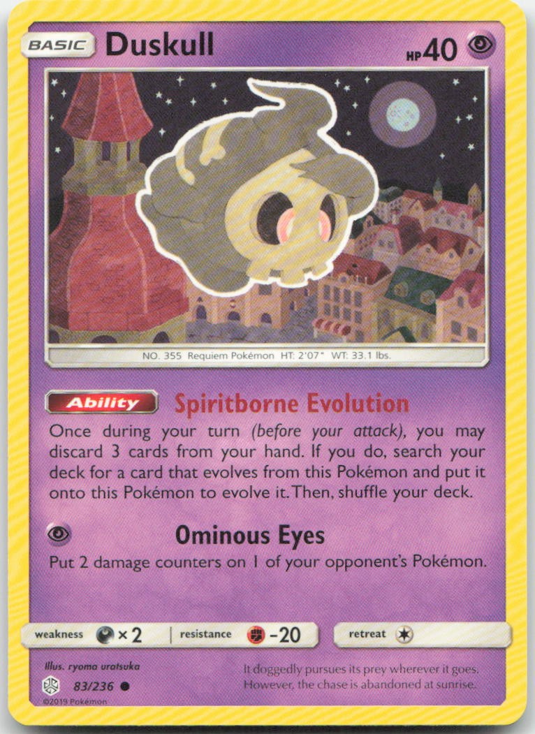 Duskull 83/236 Common Cosmic Eclipse Pokemon Near Mint