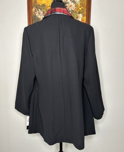Perceptions 2-in-1 Blazer Women's 14W Black & Red Plaid Inner Blouse NWT - Picture 4 of 14