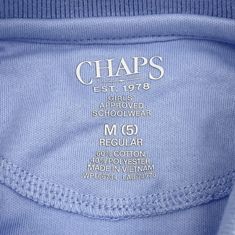 Chaps Girls Size M 5 School Uniform Short Sleeve Polo T-Shirt Blue NWOT - Image 3 of 4