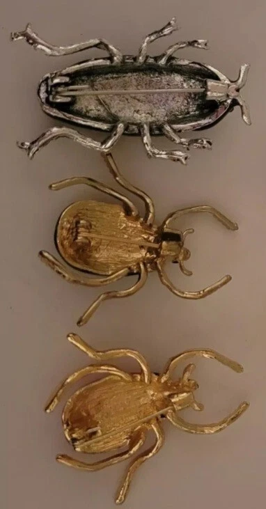 Lote de 3 broches de cucarachas de diamantes de imitación rojos detallados de insectos Big Bug CA EE. UU. E1-1 Foto 2 de 3