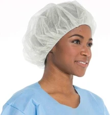 Disposable Bouffant Caps, Spun-bounded Poly, Hair Head Cover Net 21" (100)