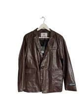 Sixth June Brown Vegan Faux Leather Blazer Jacket Nwt Designer Size M 10 12 £75