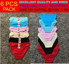 6 PCs Women Ladies Lace Bikini Panties Bikini Briefs Underwear Pick your size
