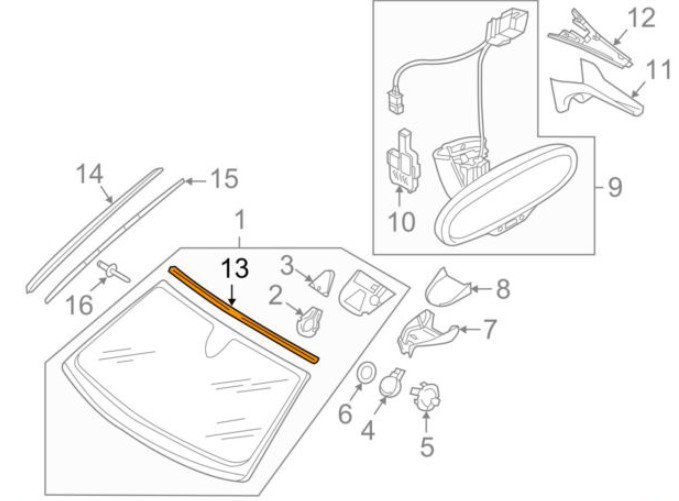 NEW AUDI A7 4G WINDSCREEN FRAME UPPER 4G8853306A GENUINE