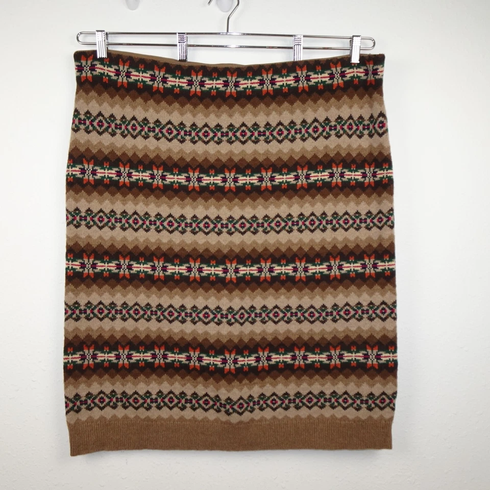 Ralph Lauren Aztec Motif Pencil Skirt Women's Plus Size 3X Brown Wool Blend