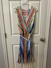 Beige by Eci Women Striped Multicolor Wrap Dress Size 3X