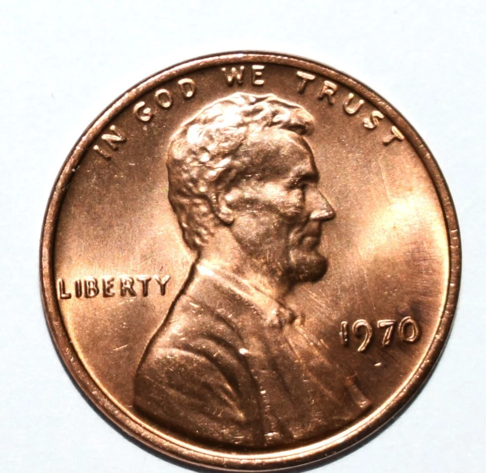 1970 No Mint P Penny One Cent Coin ERROR Floating Roof DD, Cud Uncirculated Red - Image 4 of 4