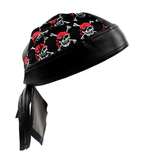 SKULL CAP Biker Cotton Faux Leather Motorcycle Bandana Head Wrap Du Do Rag Black - Picture 16 of 19
