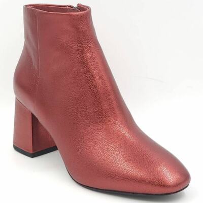 Ash Women Block Heel Zip Up Ankle Booties Heroin Size US 9 Metallic Red Leather
