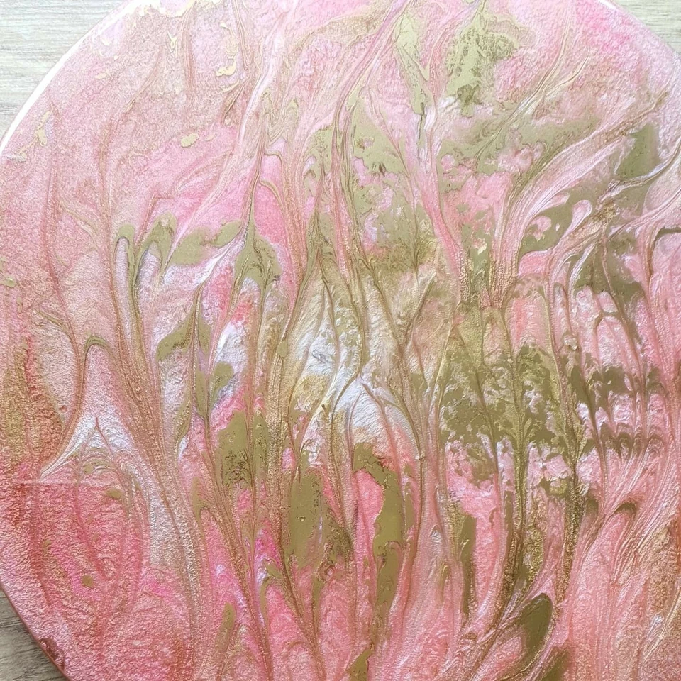 Lazy Susan Revolving Tray, Resin Abstract Art On Tray - Image 4 of 4