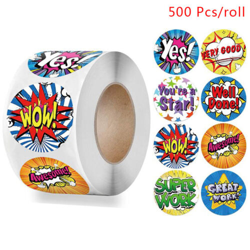 500 Pcs Reward Stickers Motivational Stickers Roll Kids Students Teachers Lzh - Picture 1 of 12