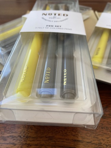 3 Pack of NOTED by Post-it Pen Set 3 Felt Tip Colored Yellow Grey Dark Case 6 - Picture 4 of 7