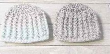 handmade crochet baby hat beanie twins micro preemie blue mint ribbed 2pc