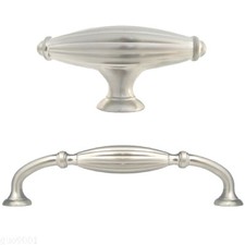 Brushed nickel Flute Kitchen Cabinet Drawer Knobs and Pulls 5" Brushed nickel