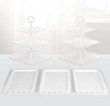 5-Piece Cake Stand with 2 Large 3-Tier Cupcake Holders, 3 Appetizer Trays
