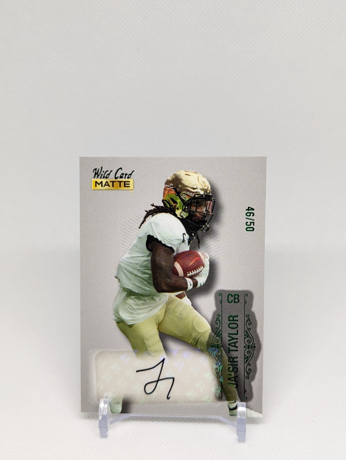 Ja'Sir Taylor Wild Card Matte White Draft Pick Premium Autographs #MBA Green