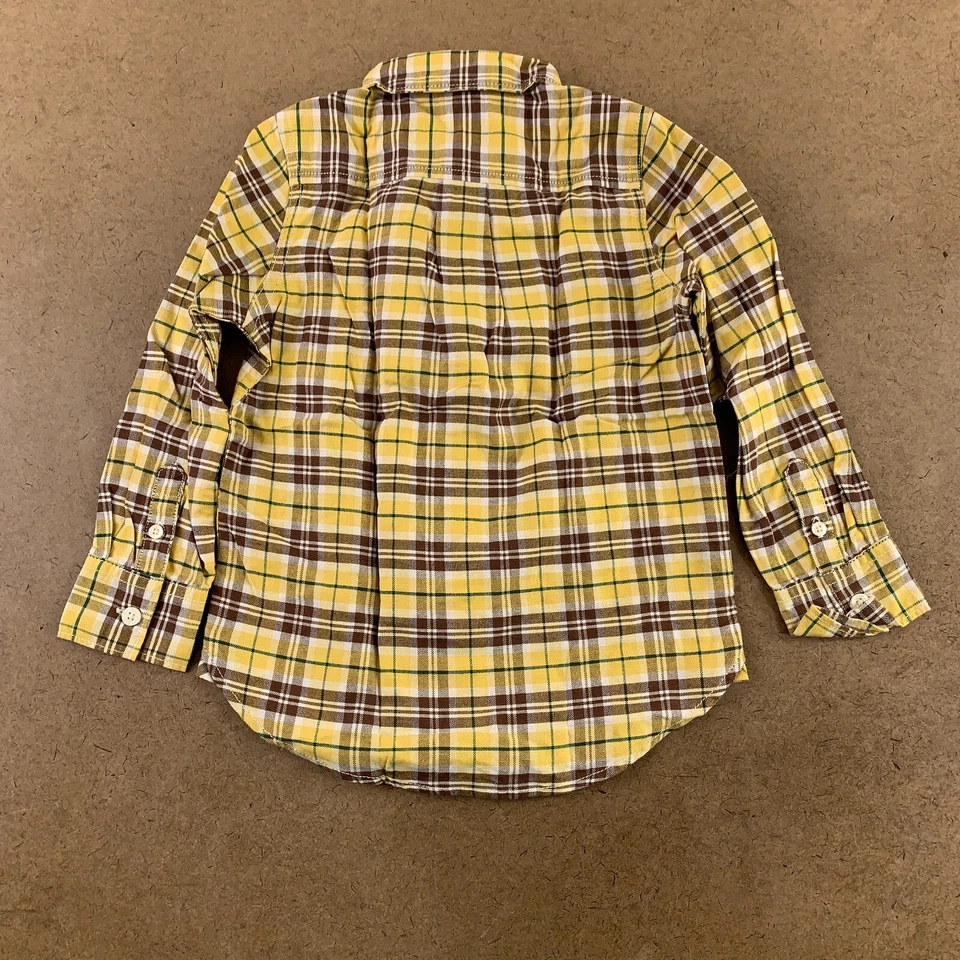Gap Toddler Boys Size 4 Yellow Plaid Long Sleeve Oxford Shirt NWT - Image 4 of 4