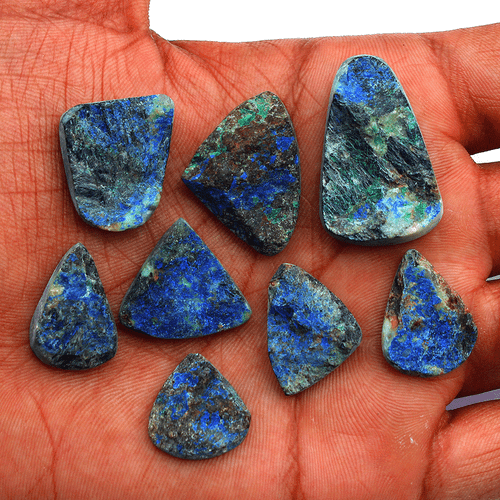 8 Pcs Natural Arizona Azurite Malachite Raw Face 18mm-32.3mm Druzy Gemstones Lot - Picture 13 of 15