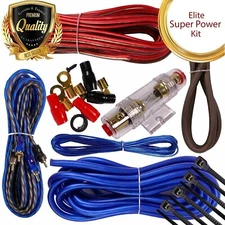 Complete 1000W 8 Gauge Car Amplifier Installation Wiring Kit Amp PK2 8 Ga Blue