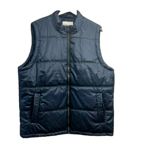 Weatherproof Vintage Men's Flannel Lined Puffer Zip-Front Vest, Blue, Medium