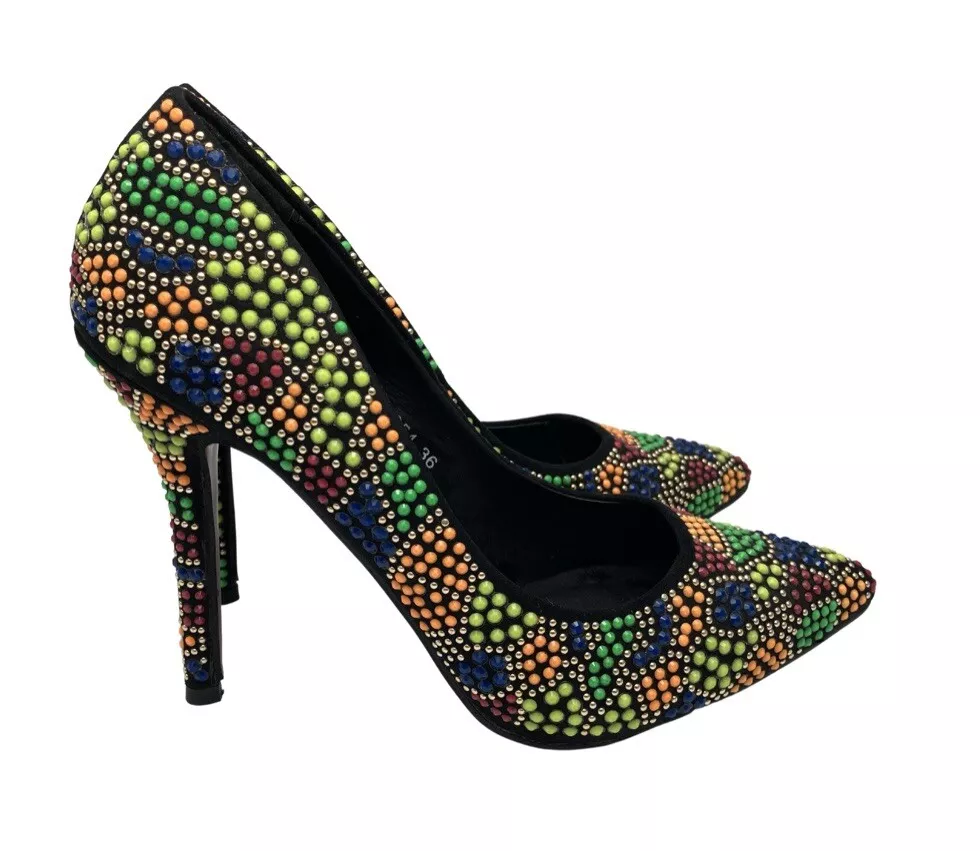 Belle Women multicolor stones heels shoes pumps eBay
