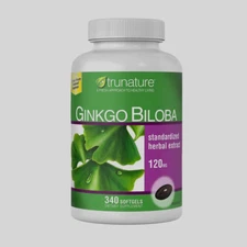 trunature Ginkgo Biloba, 340 Softgels Herbal Extract - FRESH STOCK - EXP 2027