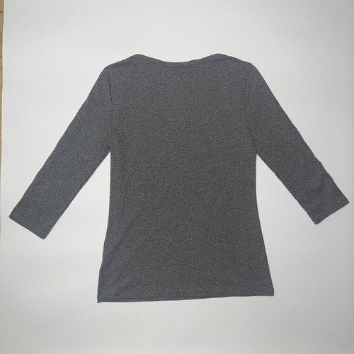 Lauren Ralph Lauren Top Womens Medium Gray Criss Cross Sleeve Boat Neck Pullover - Picture 5 of 5