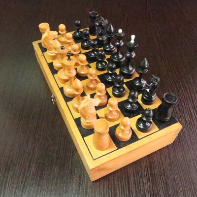 Jeu D'échecs Soviétique En Bois URSS 1969 – Vintage – Plateau 11,81 Pouces