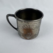 Vintage c1920s Oneida Silver Plate Baby Child s Cup w/ Alphabet