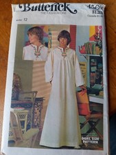 Vintage 1980s Butterick 4560 Size 12 Caftan Lounge Dress Pattern Unct