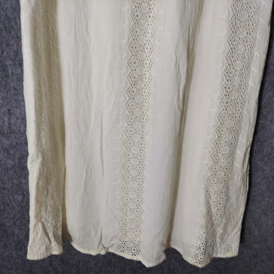 Fat Face Dress 6 Cream Embroidered Crepe Crinkle Festival Boho Coastal Feminine - Image 3 of 4