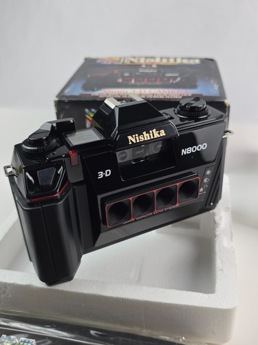 Nuova scatola aperta Nishika N8000 3D 35 mm fotocamera pellicola con doppia luce flash come nuova pulita! - Foto 5 di 10