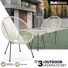 3 Pcs Patio Acapulco Bistro Furniture Set Weather-Resistant Chair & Coffee Table