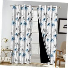 Blackout Curtains 84 Inch Length 2 52"W x 84"L Pack of 2 Watercolor Blue Gray