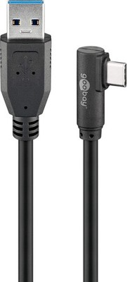 goobay 66500 Super Speed USB-C 90° Angled to USB A 3.0 Charging and Synchronisat