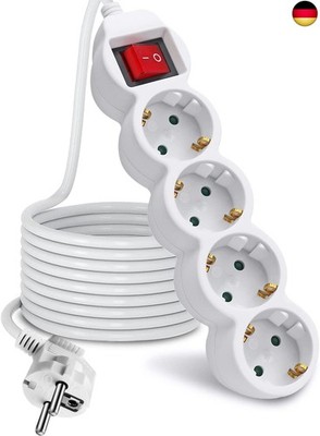 ExtraStar Steckdosenleiste 4-Fach Mehrfachsteckdose mit Save Energy Schalter