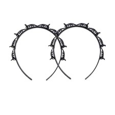 2Pcs Black Double Bangs Hairstyle Hairpin Headband 1 Count Pack of 2 ,