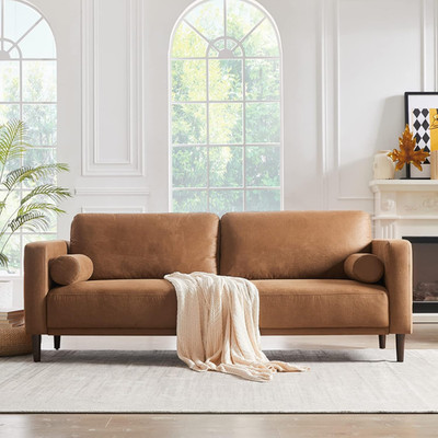 HIFIT 79'' Sofa Couches for Living Room Mid-Century Modern Decor Faux Leather Cou