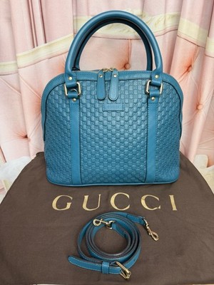 Gucci Dome Medium Micro GG Guccissima Leather Shoulder Bag Dark Teal GORGEOUS