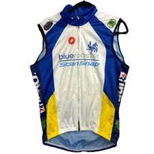 Castelli Cycling Vest Men’s Large Sleeveless Jacket White Blue Rooster ScanSnap