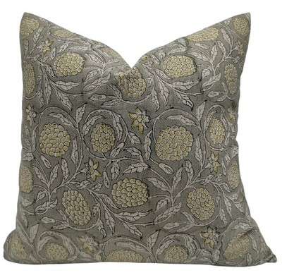 Handmade Block Print Linen Blend 18X18 Inches Decorative Throw Pillowcase Cus...