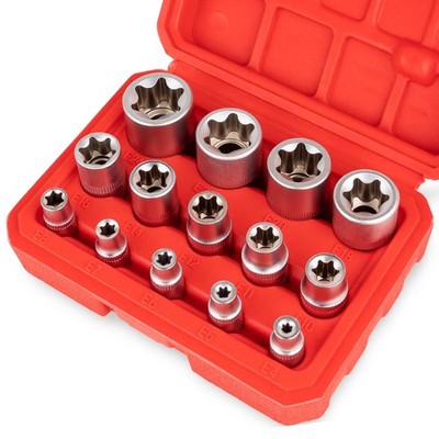 14-Piece E-Torx Socket Set, Premium External Torx Star Sockets - 1/4'' 3/8'' 1/...