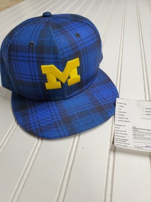 University Of Michigan Hat Prototype Sample New Era Snapback Blue Plaid Flannel