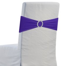 10Pcs Chair Bow, 350x130mm Stretch Band with Buckle Slider Dark Purple