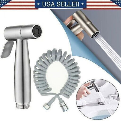 Stainless Steel Toilet Spray with Spring Hose - Bathroom Hygiene Accessory