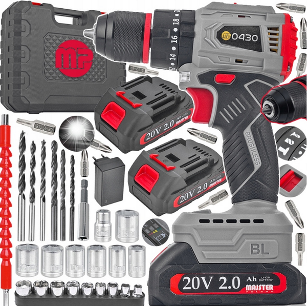 Akku Schlagbohrschrauber 20V Brushless MP0430 2X Akku Koffer Set Akkuschrauber-image