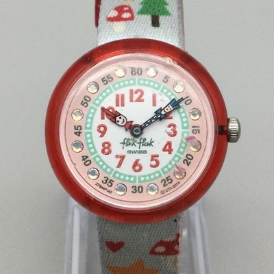Flik Flak Girls Watch 30mm White Dial Red Case Frog Prince New Battery