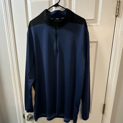 Nike Golf Dri-FIT Men’s 3XL Blue/Black 1/4 Zip Mock Neck Long Sleeve Polo - Image 1 of 4