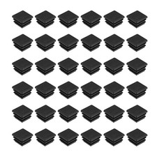 38Pcs Square Plastic Plugs 20 x 20mm PE Pipe Tubing End Caps for Tube Black