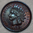 Uncirculated 1892 Indian Head Cent, Attractively Toned specimen.
